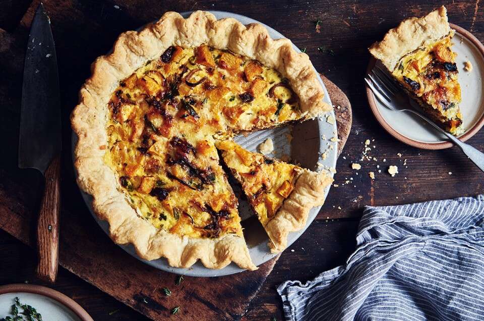 roasted-butternut-squash-and-spinach-quiche King Arthur Butternut squash quiche